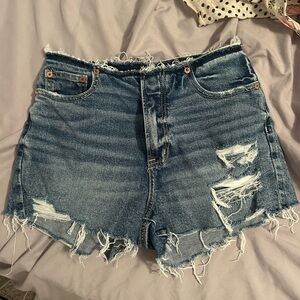American Eagle Outfitters Blue Jean Shorts Distressed High-Waisted